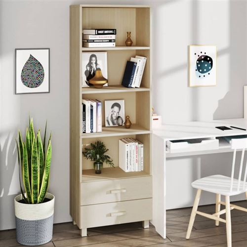 Non Communiqué Brun Buffet Hamar Marron Miel 60X35x180 Cm Bois Massif De Pin