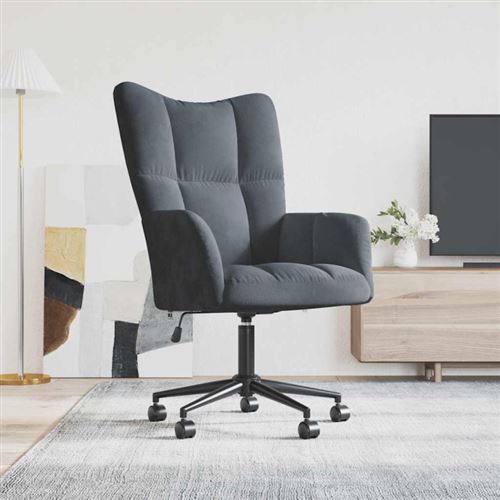 VIDAXL - Chaise de relaxation - Velours - Gris - Image 3