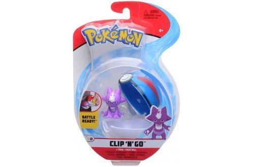 Pokemon pokeball - toxizap super ball bleu - superball - clip 'n' go - figurine pokemon violet