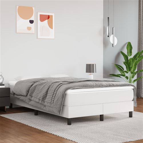 vidaXL Sommier à lattes de lit avec matelas Blanc 120x200cm Similicuir