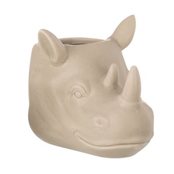 JOLIPA Cache-pot Rhinocéros Beige - En céramique - Hauteur 12 cm - Largeur 12 cm - Profondeur 17.5 cm - 1