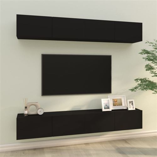 vidaXL Meubles TV muraux 4 pcs Noir 100x30x30 cm