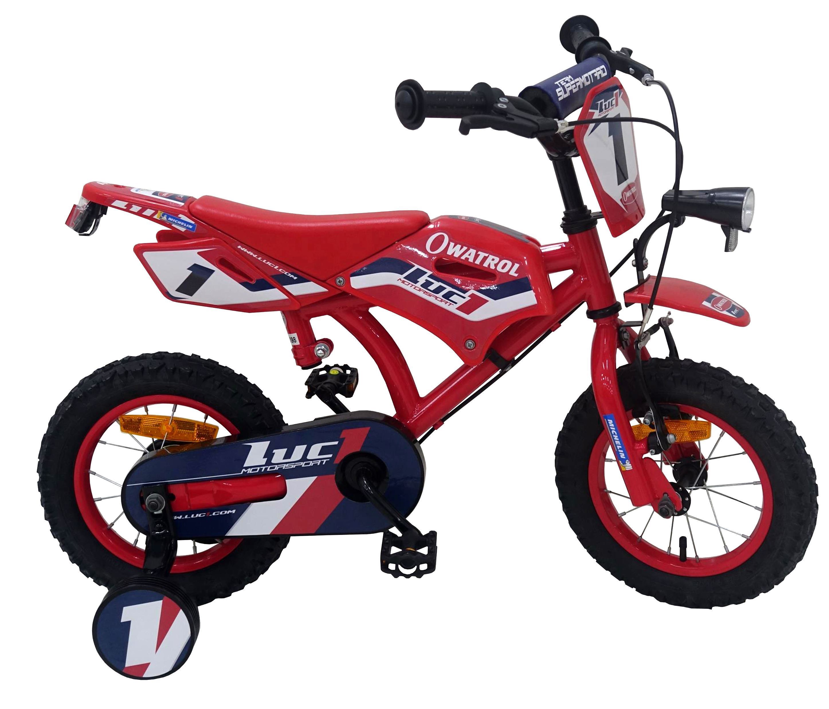 Vélo 12 pouces motobike Luc1 rouge mixte