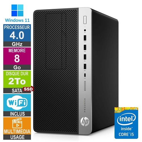 HP Prodesk 600 G5 Mt i5-8400 4Ghz 8Go/2To SSD WiFi W11