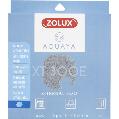 Zolux Filtre Pour Pompe X-Ternal 300, Filtre Xt 300 E Mousse Anti-Nitrates X 2. Pour Aquarium.