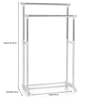 Portant à Vêtements Mobile Zeller – Réglable En Hauteur – Métal Noir 175 Cm