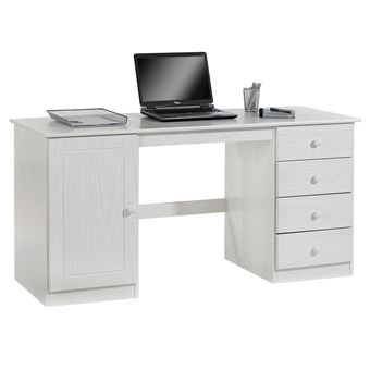 Bureau Multi Rangements Pin Massif Lasure Blanc Achat Prix Fnac
