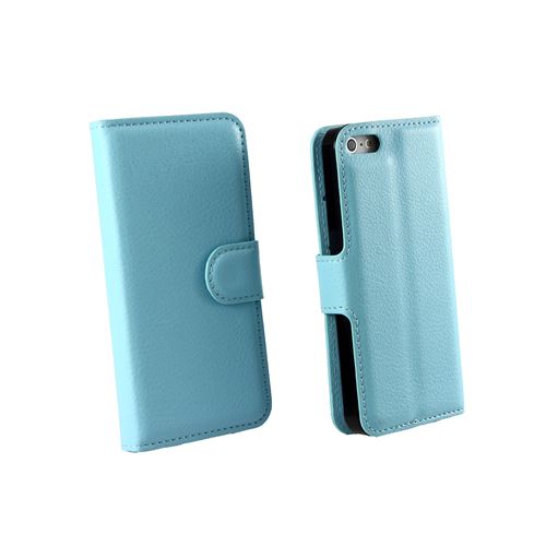 Coque pour iPhone 5 / 5S / SE – Etui Portefeuille Bleu Protection Rabat Clapet Aimanté Rangement Cartes [Phonillico®]