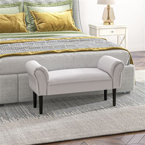 80 Sur Banc Banquette Design Contemporain Accoudoirs Courbes Grand Confort 102l X 31l X 51h Cm Gris Clair Achat Prix Fnac