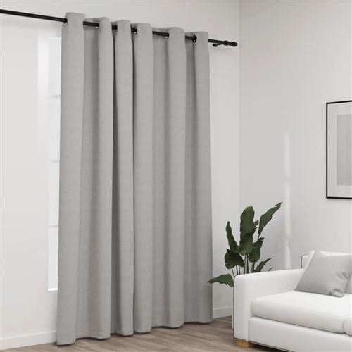 vidaXL Rideaux occultants Aspect de lin avec œillets Gris 290x245 cm