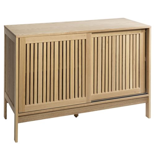 Buffet bas en bois design lattes Osani - L. 110 x H. 75 cm - Marron