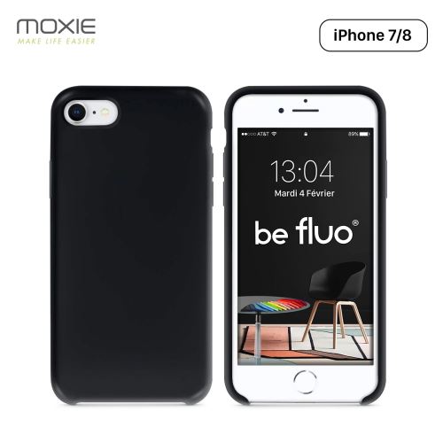 Coque iPhone 7/8 Moxie BeFluo® Coque Silicone Liquide Fine et Légère, Anti-chocs et Anti-rayures - Noir