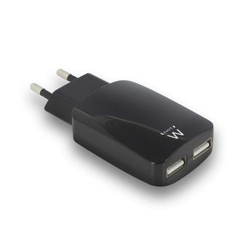 Ewent EW1312 Chargeur de téléphones Portables Intérieur Noir - Chargeurs de téléphones Portables (Intérieur, Secteur, Noir)
