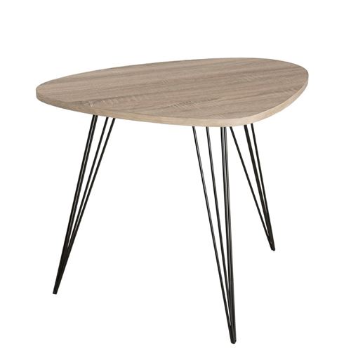 Guéridon ovoide pieds métal scandi