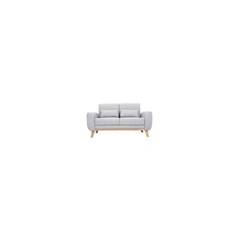 Canapé Scandinave 2 Places Tissu Gris Et Bois Clair Ektor