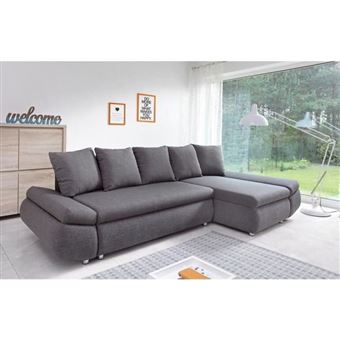 Oliver Canapé Dangle Réversible Convertible 4 Places Tissu Gris Anthracite Contemporain L 273 X P 101