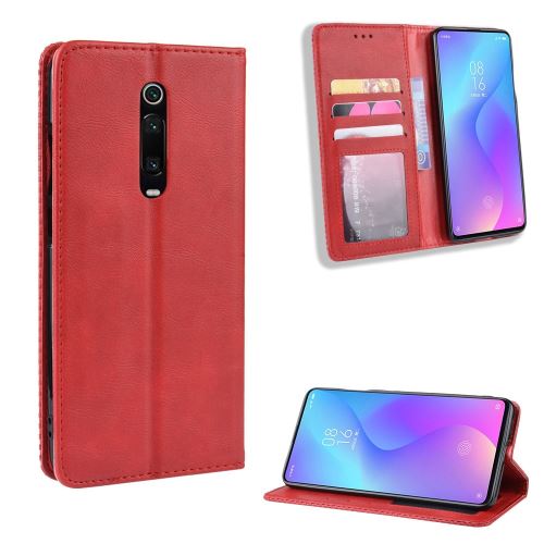 Etui en PU style vintage rouge pour votre Xiaomi Redmi K20/K20 Pro/Mi 9T/Mi 9T Pro
