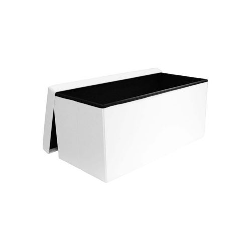 Banc/Pouf Coffre pliable en PU Blanc 76.5x37.5x37.5 cm