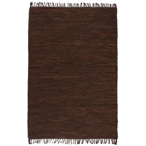 vidaXL Tapis Chindi tissé à la main Cuir 80 x 160 cm Marron