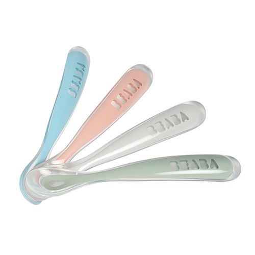Beaba - Lot de 4 cuillères 1er âge silicone