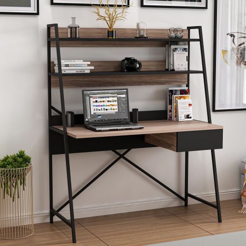 Bureau design bois Arte - L. 124 x H. 150 cm - Noir
