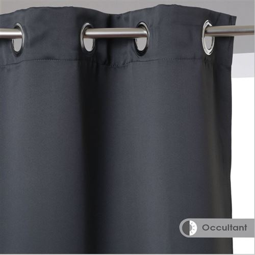 2 Rideaux Occultant - 240 x 135 cm. - Gris Foncé