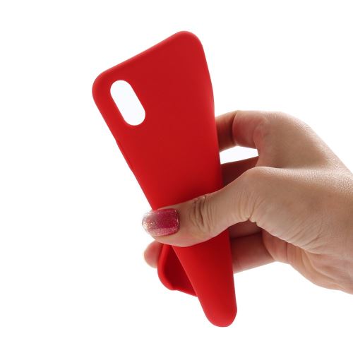 Coque en silicone liquide enroulé sur les bords rouge pour votre Apple iPhone XR 6.1 pouces