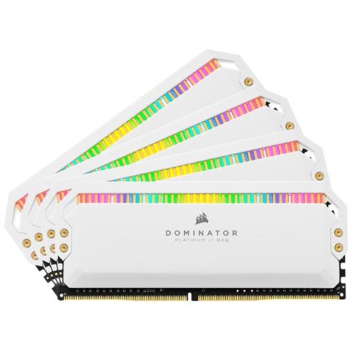 CORSAIR Dominator Platinum RGB - DDR4 - kit - 32 Go: 4 x 8 Go - DIMM 288 broches - 3200 MHz / PC4-25600 - CL16 - 1.35 V - mémoire sans tampon - non ECC - blanc