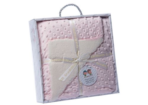 Gamberritos couverture bébé molleton 110 x 140 cm rose/blanc