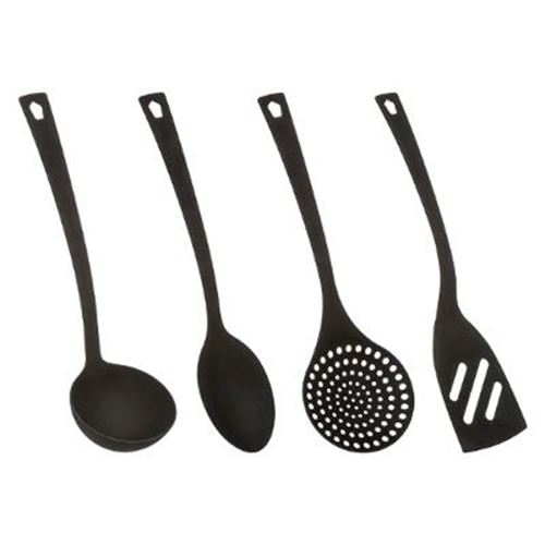 Lot de 4 Ustensiles de Cuisine Nylon 31cm Noir