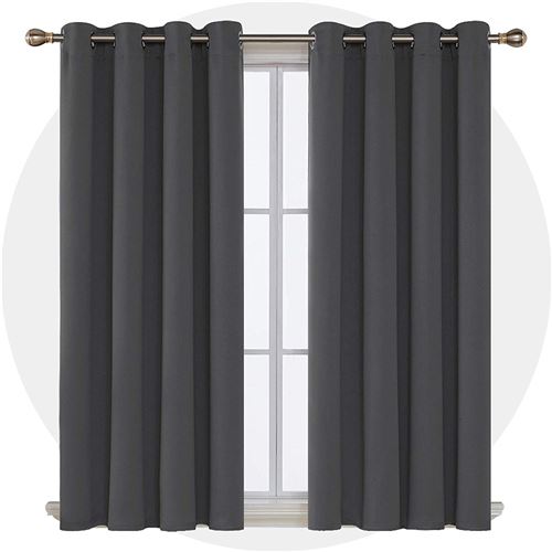 Deconovo Lot de 2 Rideaux Occultants Solides à Oeillets Isolant Thermique pour Rall 117x138cm Gris Foncé