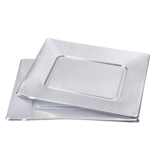 Lot de 3 plateaux rectangulaires jetables 23x30 cm argent 6asj066ag