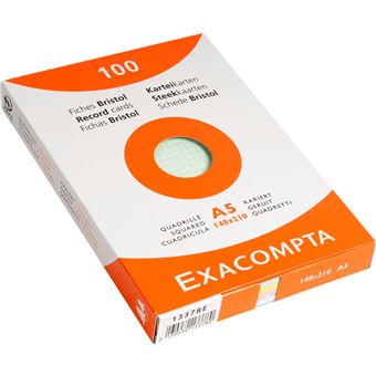 EXACOMPTA Fiches bristol, A5, quadrillé, assorti