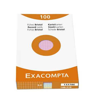 EXACOMPTA Fiches bristol, A5, quadrillé, assorti