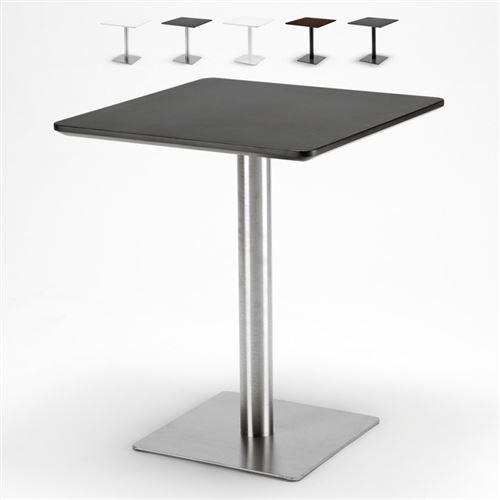 Table 60x60 carrée avec pied central pour bar bistrots Horeca, Couleur: Noir - Silver