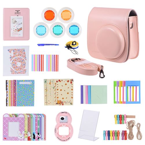 Andoer Kit d’accessoires 14 en 1 pour Fujifilm Instax Mini 8/8 + / 8 s w / caméra Rose
