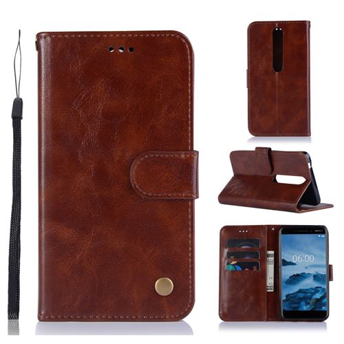 Etui en PU style rétro café pour votre Nokia 6 (2018)