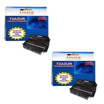 Lot de 2 Toners compatibles pour Lexmark T644n / T644tn / 64016HE - Noir - 21 000 pages - 1