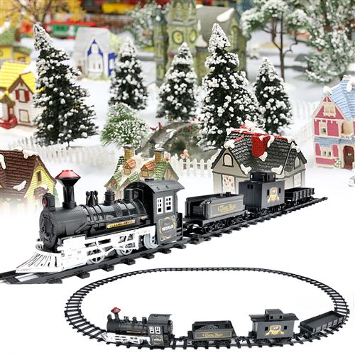 Train Électrique à Piles Classique A To Z - Circuit 2.7m, Locomotive Avec Lumières/Son, 4 Wagons - Jouet Enfant 3 Ans+