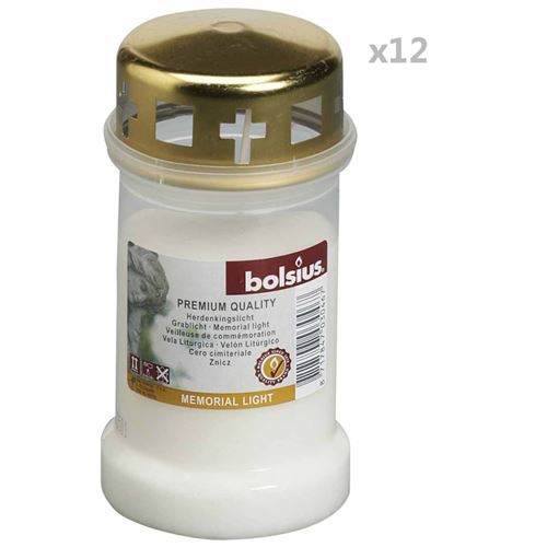 Bolsius Veilleuse de commémoration et couvercle No 3 12pcs Transparent