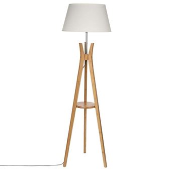 Lampadaire trépied bambou Kalo blanc Atmosphera - 1