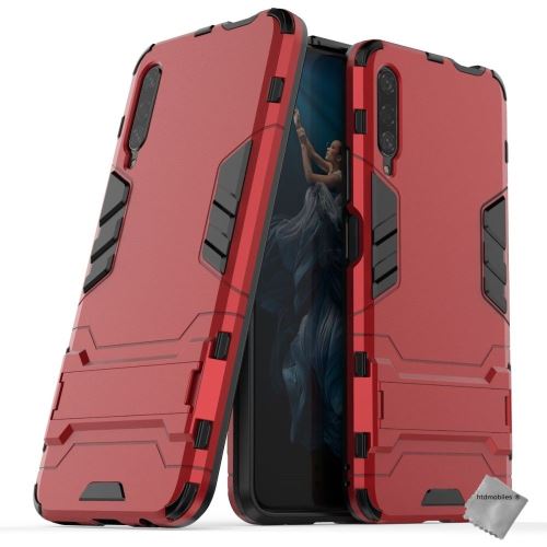 Housse etui coque rigide anti choc pour Huawei Honor 9X avec verre trempe - ROUGE