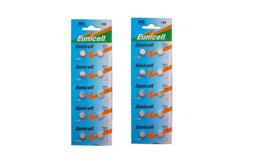EUNICELL -Lot de 20 PILES AG3 / 392 / LR41 / SR41SW 1.5V Alcaline