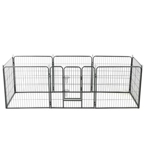 vidaXL Parc pour chiens 8 panneaux Acier 80 x 80 cm Noir