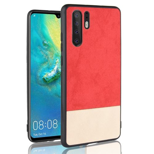 Etui en PU hybride d'épissure bicolore rouge pour votre Huawei P30 Pro