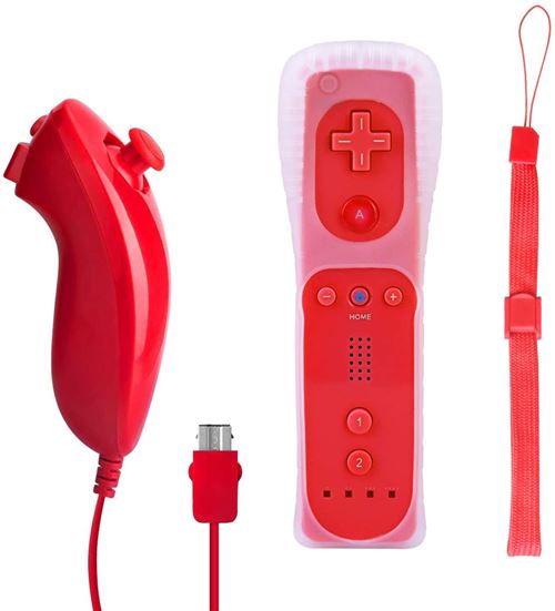 Manette Nunchunk Qumox Remote housse en silicone rouge compatible avec Nintendo Wii /Wii U/WII mini -QUMOX®