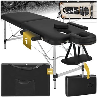 49 10 sur tectake table de massage pliante 2 zones aluminium portable housse noir achat prix fnac