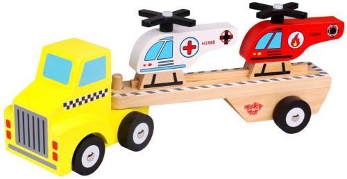 Tooky Toy hélicoptère de transport garçons 31 cm bois 4-pièces