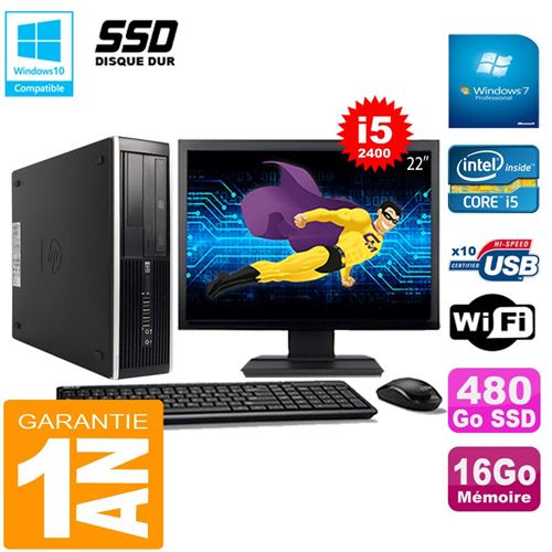 Pc hp compaq pro 6300 sff i5-2400 16go 480go ssd graveur dvd wifi w7 ecran 22' État correct -  reconditionné disponible sur Fnac