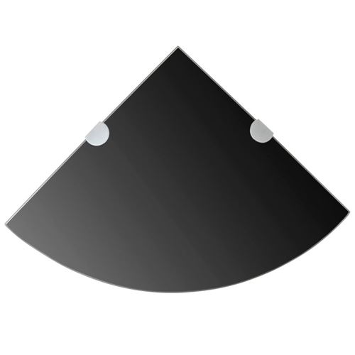 vidaXL Étagère de coin avec supports chromés Verre Noir 25 x 25 cm243855